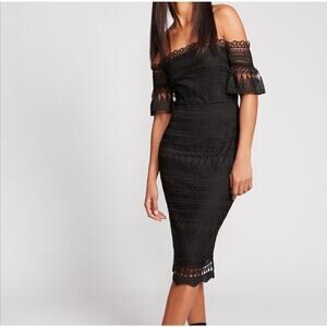 Saylor x Free People Women's Black Lace Off the Shoulder Mariah Dress Small